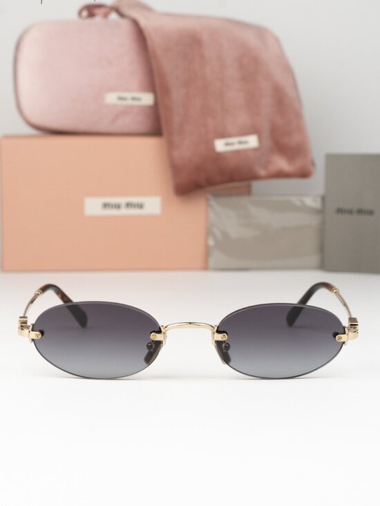 Miu Miu Women Sunglasses Old Gold Grey Gradient Oval MUA54S ZVN5D1 NEW AUTHENTIC main image 6
